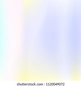 Holographic abstract background. Rainbow holographic backdrop with gradient mesh. 90s, 80s retro style. Pearlescent graphic template for brochure, flyer, poster design, wallpaper, mobile screen.