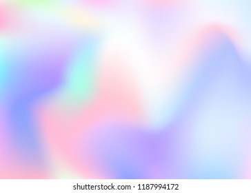 Holographic abstract background. Rainbow holographic backdrop with gradient mesh. 90s, 80s retro style. Iridescent graphic template for book, annual, mobile interface, web app.