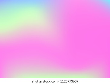 Holographic abstract background. Spectrum holographic backdrop with gradient mesh. 90s, 80s retro style. Iridescent graphic template for book, annual, mobile interface, web app.