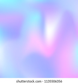 Holographic abstract background. Spectrum holographic backdrop with gradient mesh. 90s, 80s retro style. Iridescent graphic template for brochure, flyer, poster design, wallpaper, mobile screen.