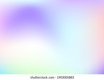 Holographic abstract background. Spectrum holographic backdrop with gradient mesh. 90s, 80s retro style. Iridescent graphic template for book, annual, mobile interface, web app.