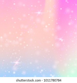 Holographic abstract background. Stylish holographic backdrop with gradient mesh. 90s, 80s retro style. Iridescent graphic template for banner, flyer, cover design, mobile interface, web app.