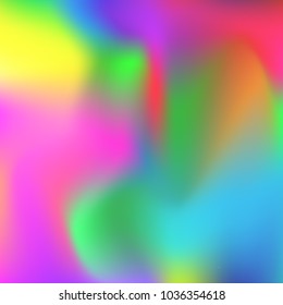 Holographic abstract background. Stylish holographic backdrop with gradient mesh. 90s, 80s retro style. Pearlescent graphic template for brochure, flyer, poster design, wallpaper, mobile screen.