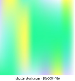 Holographic abstract background. Stylish holographic backdrop with gradient mesh. 90s, 80s retro style. Pearlescent graphic template for brochure, flyer, poster design, wallpaper, mobile screen.
