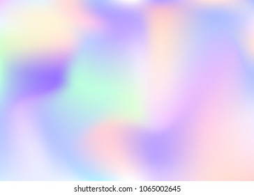 Holographic abstract background. Stylish holographic backdrop with gradient mesh. 90s, 80s retro style. Pearlescent graphic template for banner, flyer, cover design, mobile interface, web app.