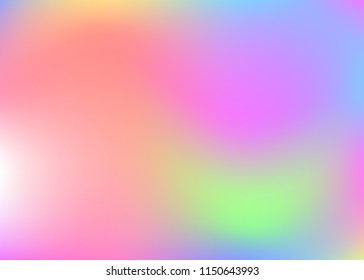 Holographic abstract background. Stylish holographic backdrop with gradient mesh. 90s, 80s retro style. Pearlescent graphic template for banner, flyer, cover design, mobile interface, web app.