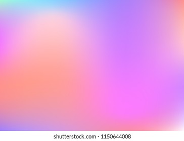 Holographic abstract background. Stylish holographic backdrop with gradient mesh. 90s, 80s retro style. Iridescent graphic template for placard, presentation, banner, brochure.