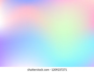 Holographic abstract background. Stylish holographic backdrop with gradient mesh. 90s, 80s retro style. Iridescent graphic template for book, annual, mobile interface, web app.