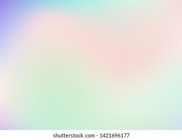 Holographic abstract background. Stylish holographic backdrop with gradient mesh. 90s, 80s retro style. Pearlescent graphic template for brochure, banner, wallpaper, mobile screen.