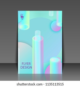 Holographic abstract background. Stylish gradient backdrop with hologram. Flyer template. Eps10 Vector illustration