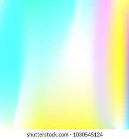 Holographic abstract background. Trendy holographic backdrop with gradient mesh. 90s, 80s retro style. Pearlescent graphic template for banner, flyer, cover design, mobile interface, web app.