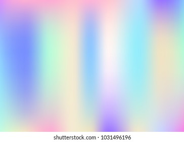 Holographic abstract background. Trendy holographic backdrop with gradient mesh. 90s, 80s retro style. Pearlescent graphic template for banner, flyer, cover design, mobile interface, web app.