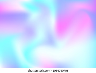 Holographic abstract background. Trendy holographic backdrop with gradient mesh. 90s, 80s retro style. Pearlescent graphic template for banner, flyer, cover design, mobile interface, web app.