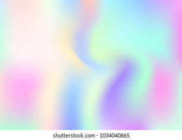 Holographic abstract background. Trendy holographic backdrop with gradient mesh. 90s, 80s retro style. Pearlescent graphic template for banner, flyer, cover design, mobile interface, web app.