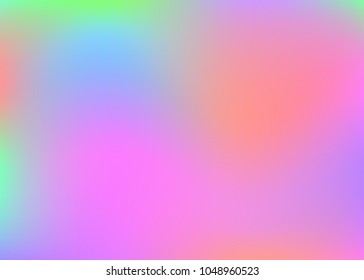 Holographic abstract background. Trendy holographic backdrop with gradient mesh. 90s, 80s retro style. Iridescent graphic template for banner, flyer, cover design, mobile interface, web app.