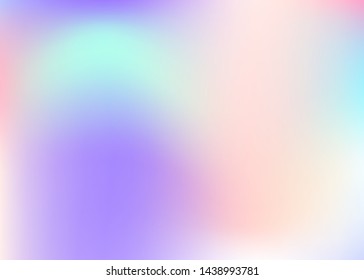 Holographic abstract background. Trendy holographic backdrop with gradient mesh. 90s, 80s retro style. Pearlescent graphic template for banner, flyer, cover design, mobile interface, web app.