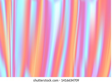 Holographic abstract background. Holographic trendy creative gradient foil and wall. Backdrop and textura soft blue pink color. Vector hologram pattern. wrinkled embossed textile fabric