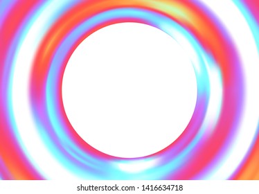 Holographic abstract background. Holographic trendy creative gradient. Backdrop and textura soft blue pink color. Vector hologram pattern. round donut ring with a hole