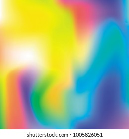 Holographic abstract background. Trendy Gradient backdrop with holographic mesh. 90s, 80s retro style. Pearlescent graphic template for brochure, flyer, poster design, wallpaper, mobile screen.