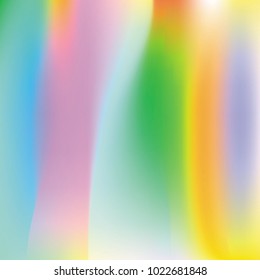 Holographic abstract background. Trendy Gradient backdrop with holographic mesh. 90s, 80s retro style. Iridescent graphic template for banner, flyer, cover design, mobile interface, web app.