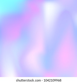 Holographic abstract background. Vibrant holographic backdrop with gradient mesh. 90s, 80s retro style. Pearlescent graphic template for banner, flyer, cover design, mobile interface, web app.