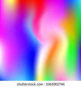 Holographic abstract background. Vibrant holographic backdrop with gradient mesh. 90s, 80s retro style. Iridescent graphic template for banner, flyer, cover design, mobile interface, web app.