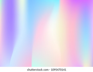 Holographic abstract background. Vibrant holographic backdrop with gradient mesh. 90s, 80s retro style. Iridescent graphic template for banner, flyer, cover design, mobile interface, web app.