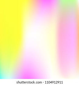 Holographic abstract background. Vibrant holographic backdrop with gradient mesh. 90s, 80s retro style. Iridescent graphic template for brochure, flyer, poster design, wallpaper, mobile screen.