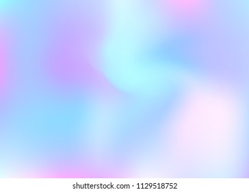 Holographic abstract background. Vibrant holographic backdrop with gradient mesh. 90s, 80s retro style. Pearlescent graphic template for placard, presentation, banner, brochure.