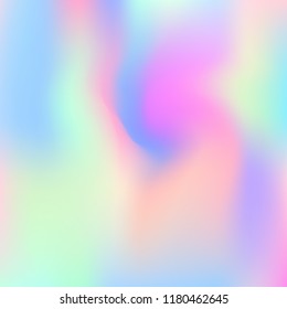 Holographic abstract background. Vibrant holographic backdrop with gradient mesh. 90s, 80s retro style. Iridescent graphic template for banner, flyer, cover design, mobile interface, web app.