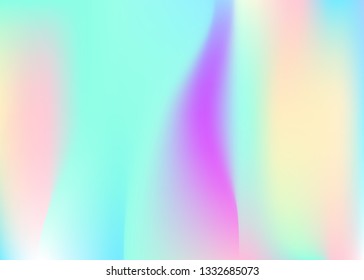 Holographic abstract background. Vibrant holographic backdrop with gradient mesh. 90s, 80s retro style. Pearlescent graphic template for book, annual, mobile interface, web app.