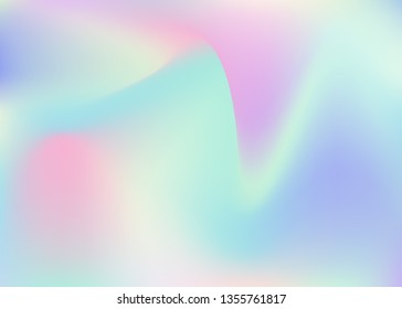 Holographic abstract background. Vibrant holographic backdrop with gradient mesh. 90s, 80s retro style. Pearlescent graphic template for book, annual, mobile interface, web app.