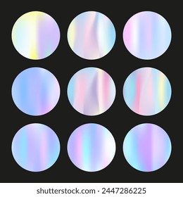 Conjunto de fondos abstractos holográficos. Holograma degradado. Espectro de fondo holográfico. Minimalista 90s, 80s Plantilla gráfica de estilo retro para folleto, Anuncio, Fondo de pantalla, pantalla móvil.