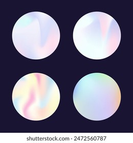 Conjunto de fondos abstractos holográficos. Holograma degradado. Fondo holográfico fluorescente. Minimalista 90s, 80s Plantilla gráfica de estilo retro para flyer, póster, Anuncio, App móvil.