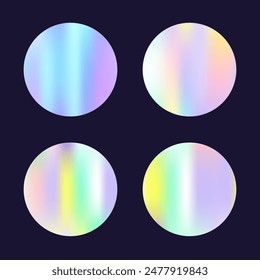 Conjunto de fondos abstractos holográficos. Holograma degradado. Fondo holográfico de neón. Minimalista 90s, 80s Plantilla gráfica de estilo retro para libro, anual, interfaz móvil, App de Web.