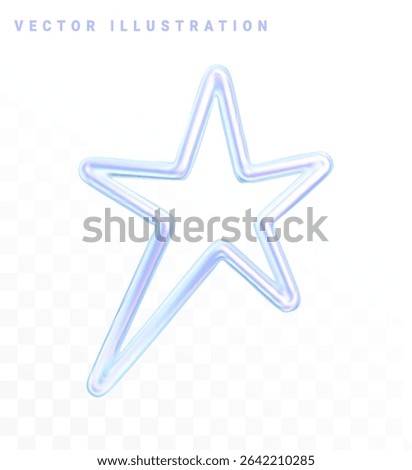 Holographic abstract chrome star. Vector 3D shape
