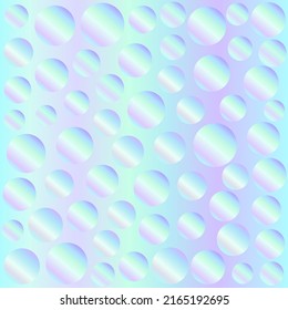 Holographic abstract pattern. Geometric print composed of circles on neon background. Hologram.