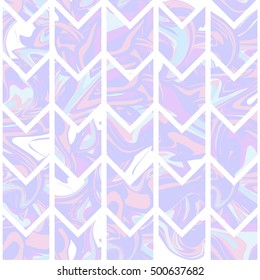Holographic abstract seamless pattern. Geometric fashion background. Vector hologram illustration for trendy modern design. Pastel color palette.