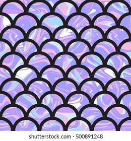 Holographic abstract seamless pattern. Geometric fashion background. Vector hologram illustration for trendy modern design. Pastel color palette.