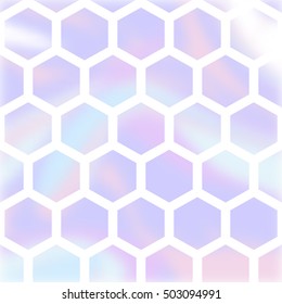 Holographic abstract seamless pattern. Geometric fashion background. Vector hologram illustration for trendy modern design. Pastel color palette.