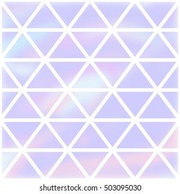Holographic abstract seamless pattern. Geometric fashion background. Vector hologram illustration for trendy modern design. Pastel color palette.