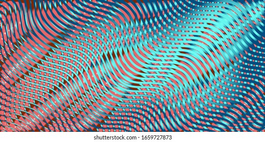 Holographic abstract texture of colored lines with soft moire effect. Trendy colorful background with aqua menthe colors blending. Perfect for header, cover, book, accessories, print, web site.