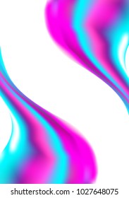 Holographic Abstraction in Blue and Pink Colors. Thick Substance in Futuristic Style. 3d Abstract Illustration. Glossy Holographic Liquid for Fashion Flyer, Brochure Design, Web Design, Cover.