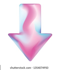 Holographic arrow Upside down symbol downloading 3D vector icon isolated on white background