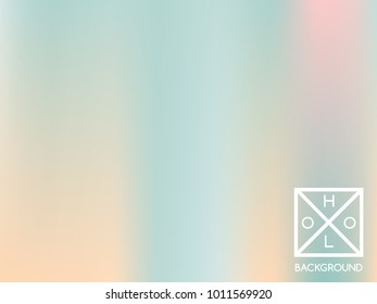 Holographic backdrop. Holo iridescent cover. Abstract soft pastel colors backdrop. Minimal creative vector gradient.  Pastel holographic foil.  Vintage neon template for banner. 