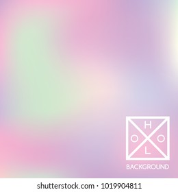 Holographic backdrop. Holo iridescent cover. Gradient soft pastel colors backdrop. Minimal creative vector gradient.  Pastel fantasy foil.  Vintage neon template for banner. 