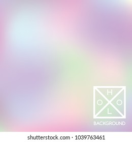 Holographic backdrop. Holo iridescent cover. Abstract soft pastel colors backdrop. Trendy creative vector cosmic gradient.  Pastel holographic foil.  Creative neon template for banner. 