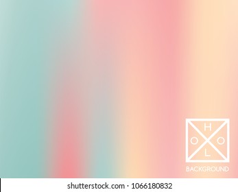 Holographic backdrop. Holo iridescent cover. Abstract soft pastel colors backdrop. Minimal creative vector gradient.  Mesh holographic foil.  Creative neon template for banner. Vibrant print.