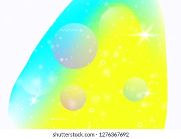 Holographic background with abstract cosmos landscape and future universe. Pearlescent mountain silhouette with wavy glitch. 3d fluid. Futuristic gradient and shape. Memphis holographic background.