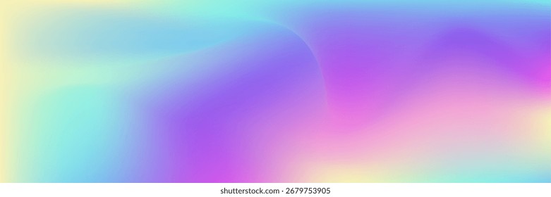 Holografischer Hintergrund. Abstrakter Farbverlauf. Pastel Flyer. Violette Neontextur. Grafikkarte. Glänzende futuristische Illustration. Perlmuttgradient. Soft Effect. blauer holografischer Hintergrund